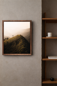 A lone hiker on a misty mountain ridge — fine-art photograph by Kayleigh Groenendijk
